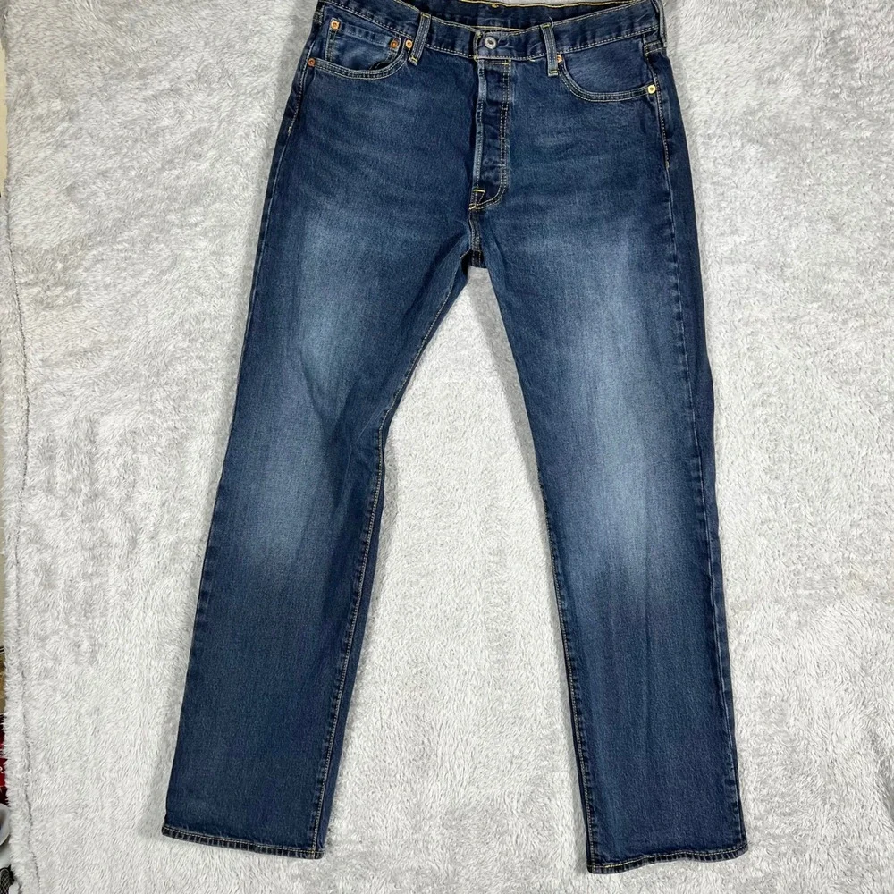 Levis 501 Original Fit Mens Blue Straight Leg Button Fly Jeans 38x32